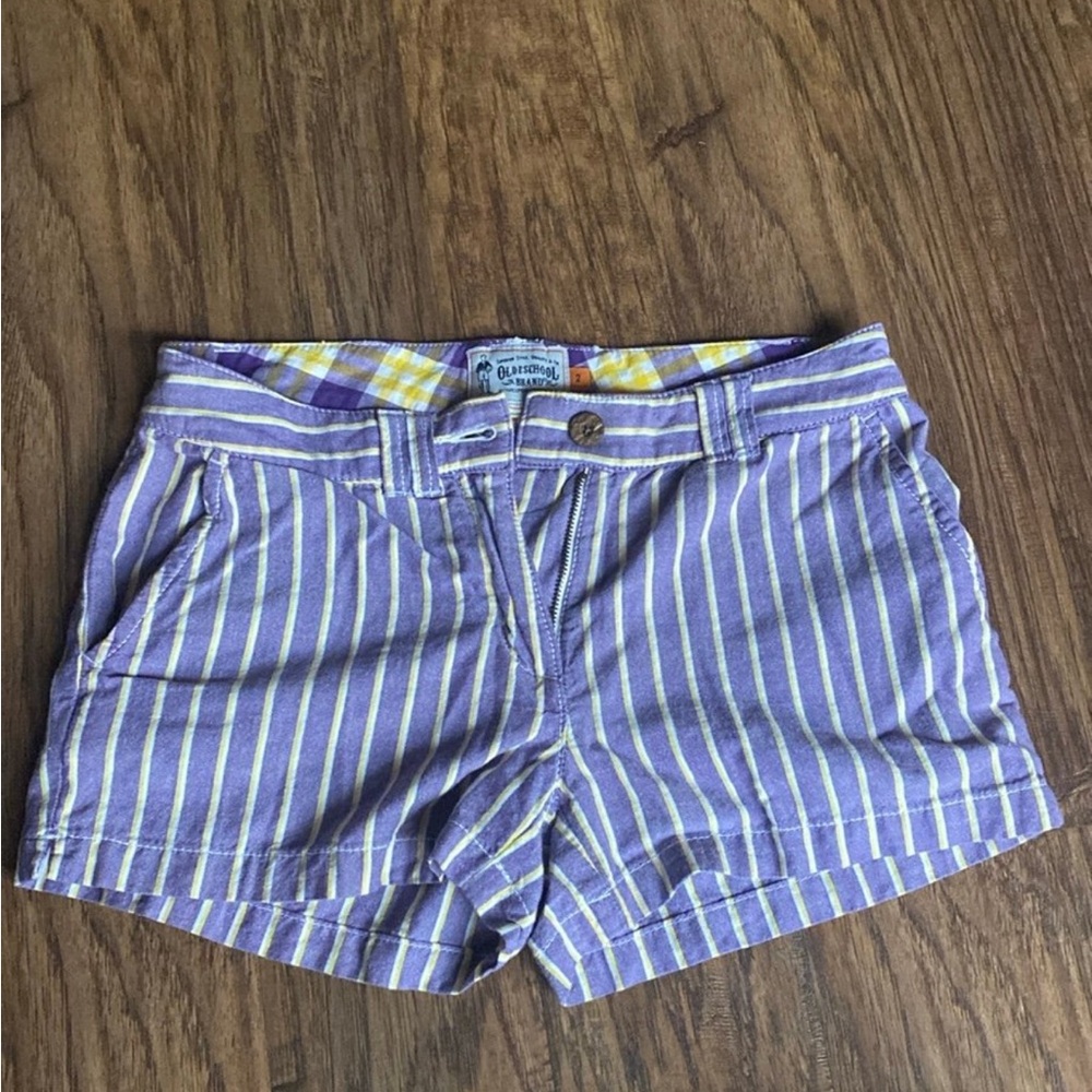 Sold❌Purple and Yellow Jean Shorts with Tailored Look
